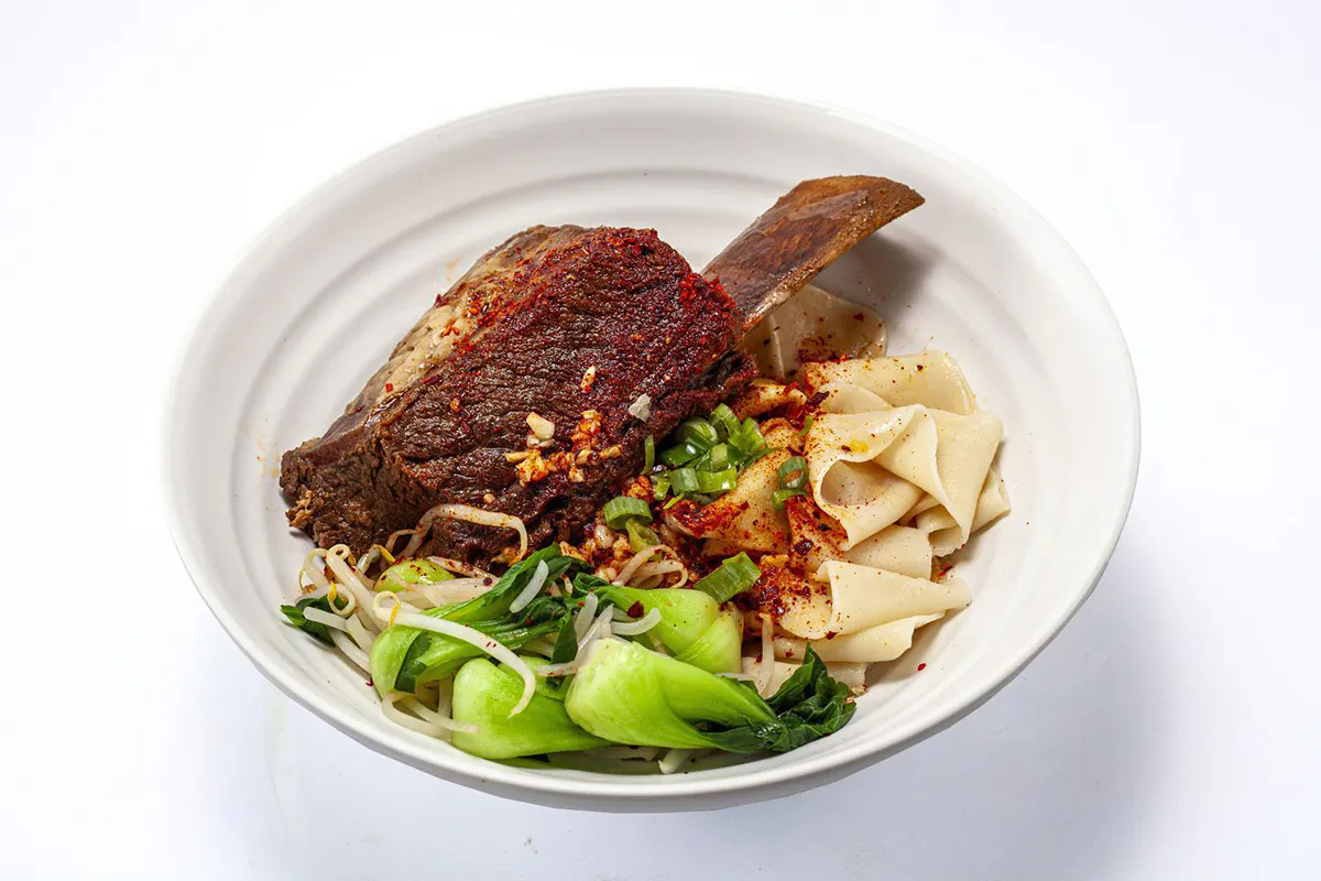 Beef Short Ribs Biang Biang Noodles at The Barn Skewers & Noodles, a Chinese Restaurant in Arcadia